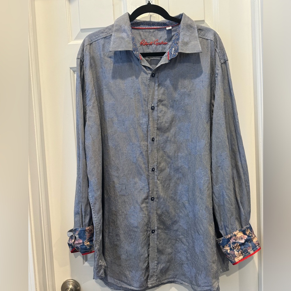 Robert Graham Blue plaid Casual button down Shirt size 4xl